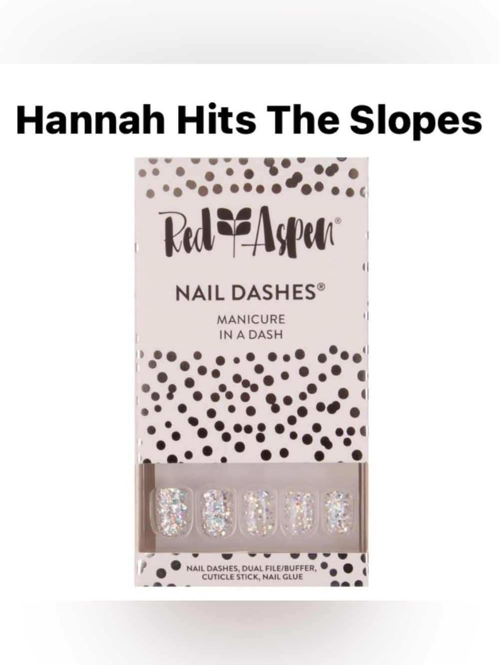 NIB Red Aspen Hannah Hits the Slopes Press-On Nail Dashes